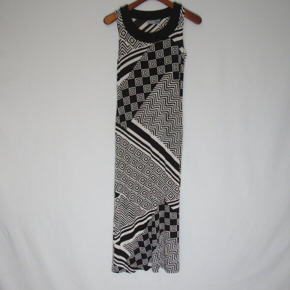 Chico's Travelers Brown White Abstract Print Sleeveless Maxi Dress Women's S 4 - Picture 7 of 9
